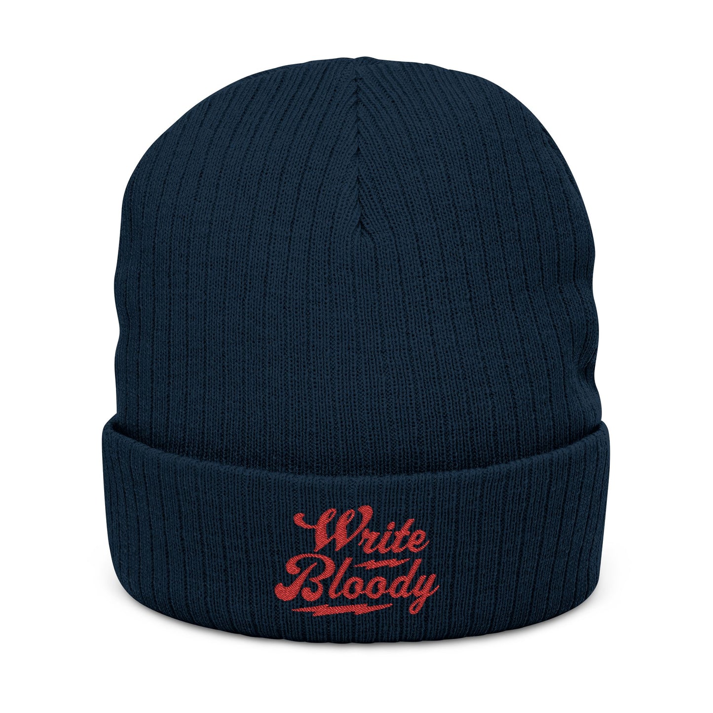 New Embroidered 'Write Bloody' Ribbed Knit Beanie