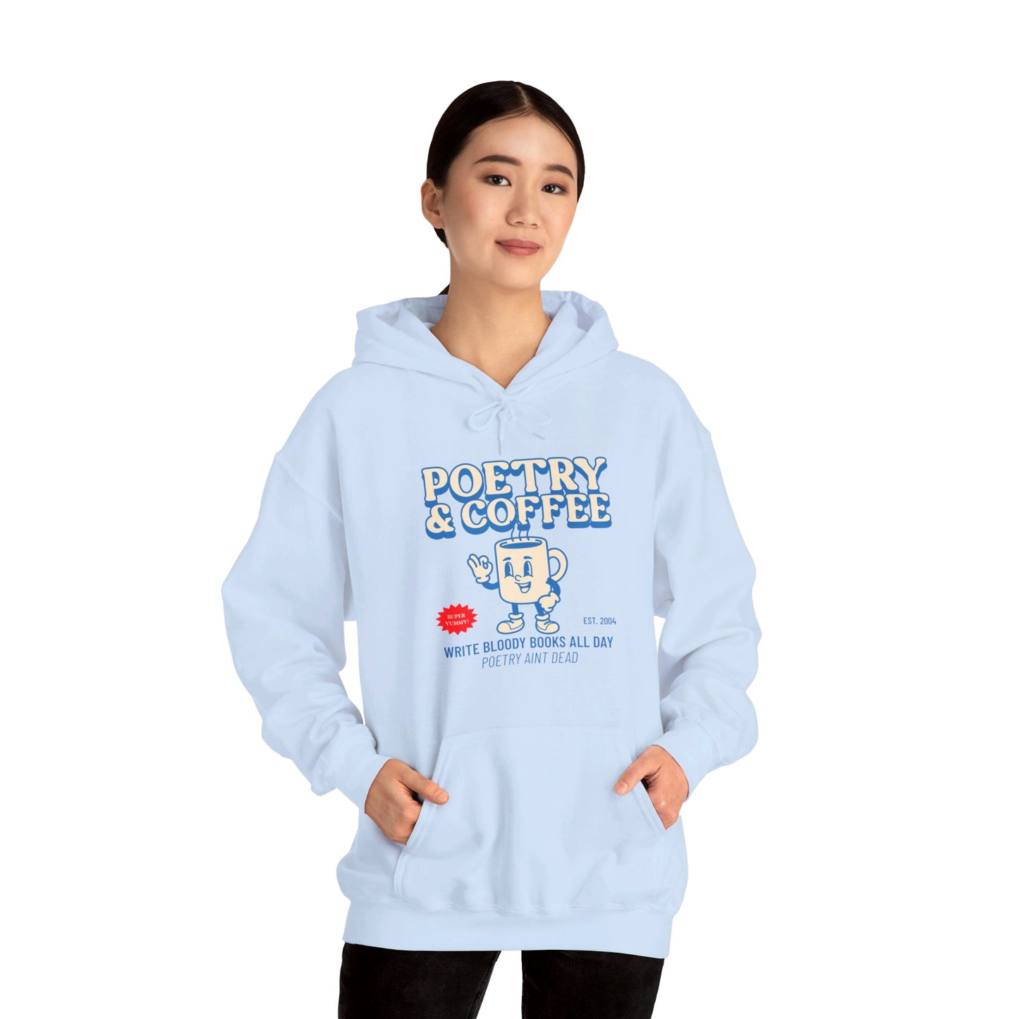 POETRY AND COFFEE Unisex Heavy Blend™ Hooded Sweatshirt - Write Bloody Publishing