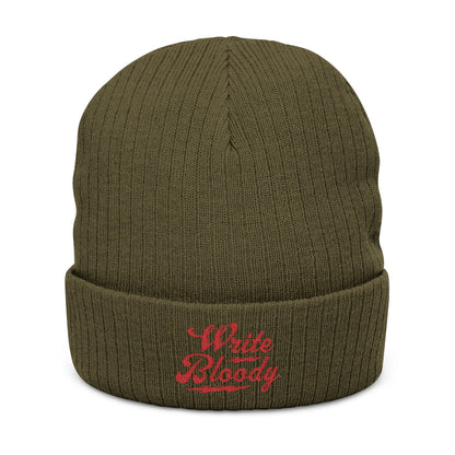 New Embroidered 'Write Bloody' Ribbed Knit Beanie