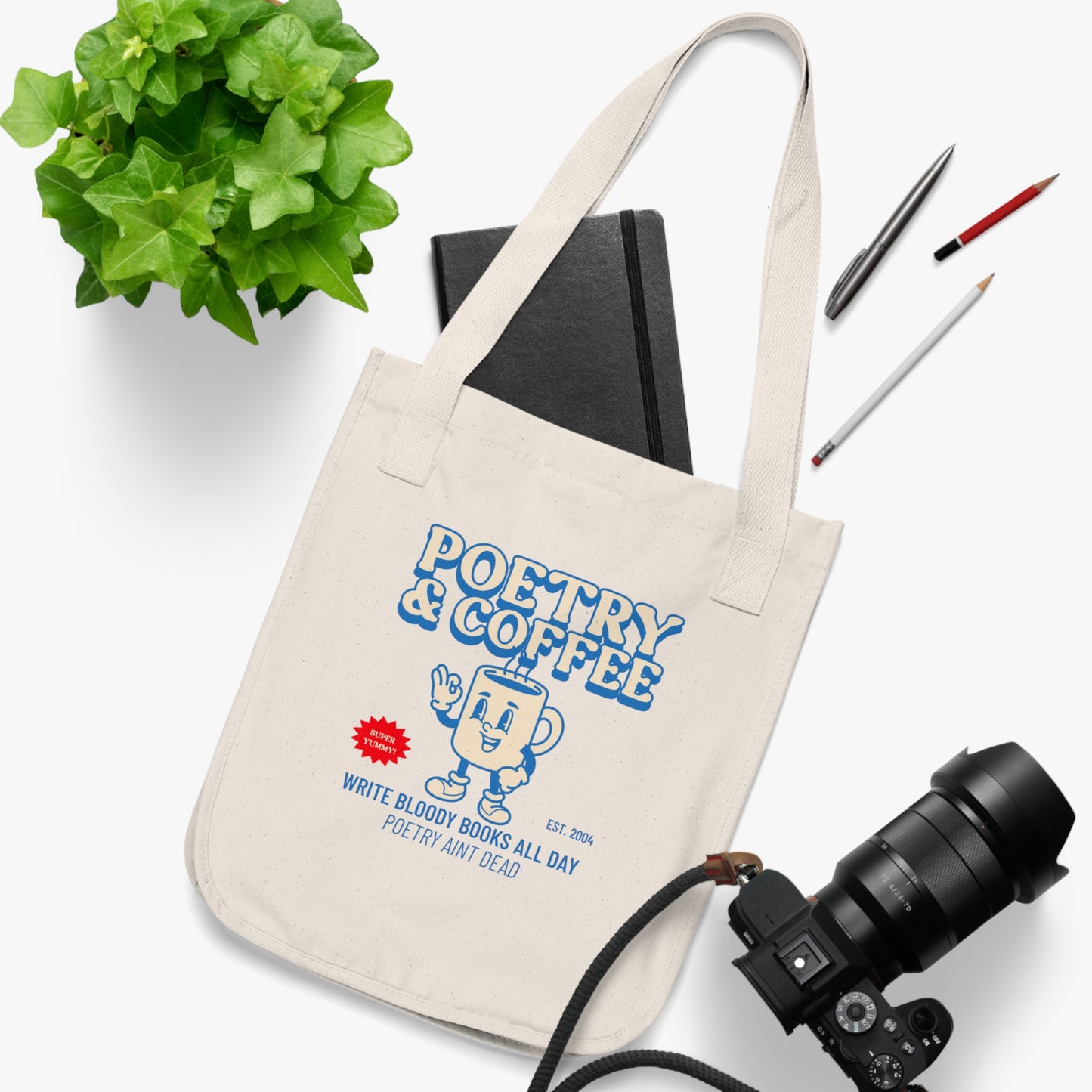 poetry and coffee Organic Canvas Tote Bag