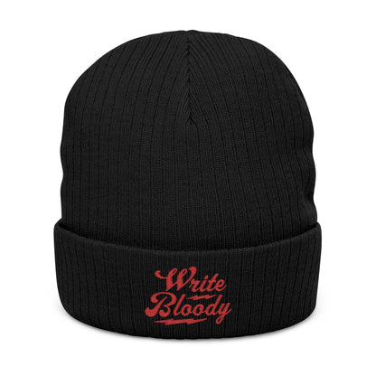 New Embroidered 'Write Bloody' Ribbed Knit Beanie