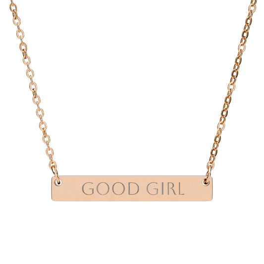 New, Good Girl, Isabelle Correa fan horizontal bar necklace, 3 metal versions
