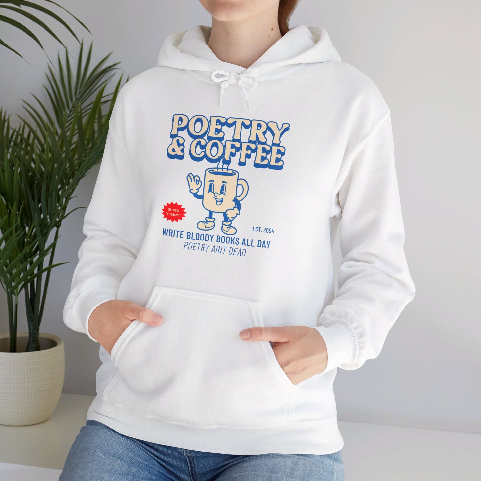 POETRY AND COFFEE Unisex Heavy Blend™ Hooded Sweatshirt - Write Bloody Publishing