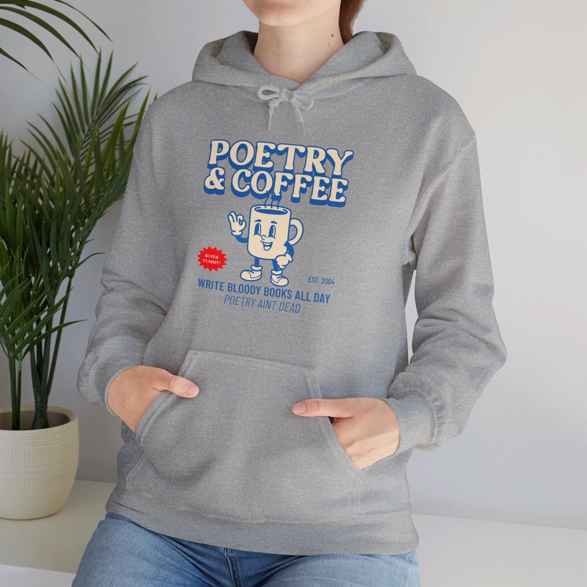 POETRY AND COFFEE Unisex Heavy Blend™ Hooded Sweatshirt - Write Bloody Publishing