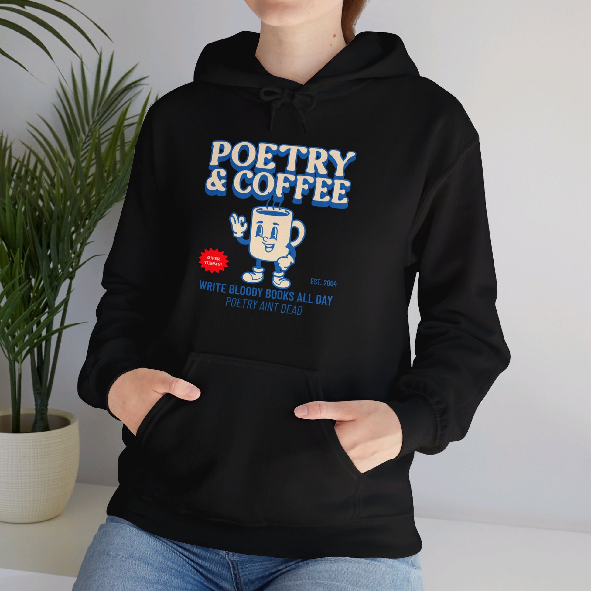 POETRY AND COFFEE Unisex Heavy Blend™ Hooded Sweatshirt - Write Bloody Publishing