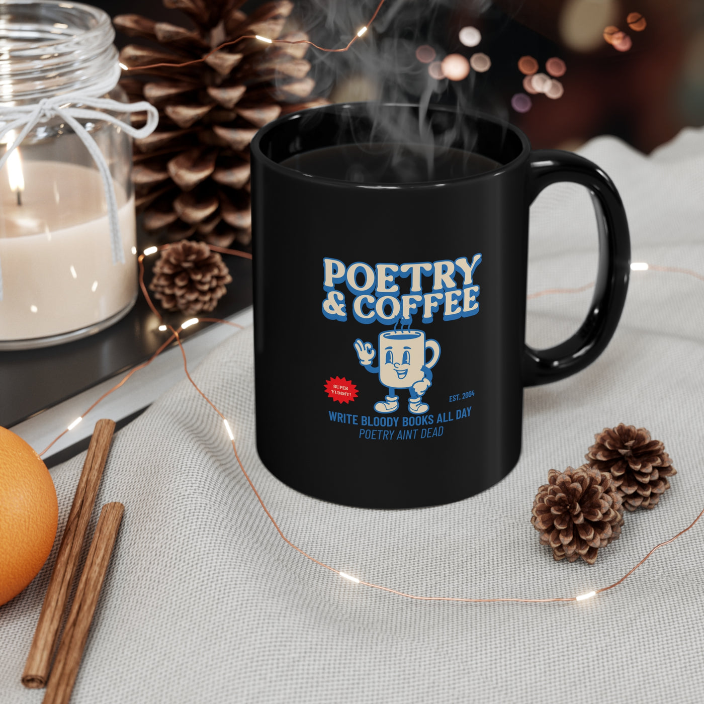Poetry and Coffee Black Morning Mug