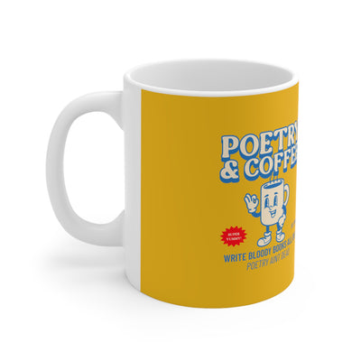Mustard Poetry and Coffee Ceramic Mug 11oz