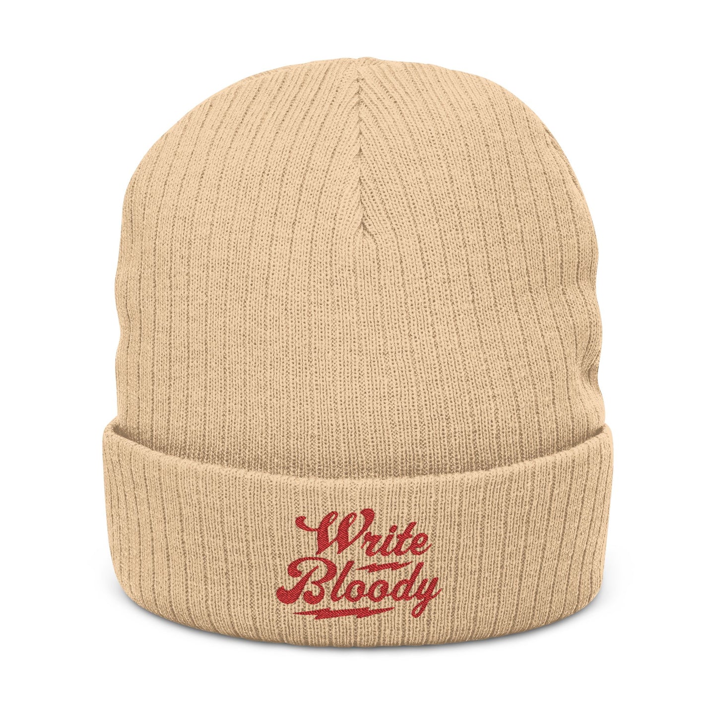 New Embroidered 'Write Bloody' Ribbed Knit Beanie
