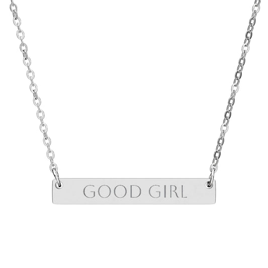 Engravable Horizontal Bar Necklace — Personalized Name or Date Pendant