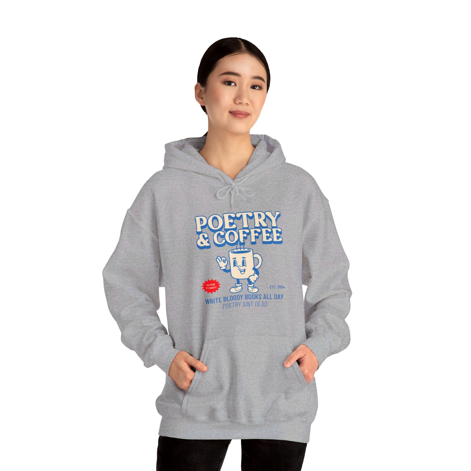 POETRY AND COFFEE Unisex Heavy Blend™ Hooded Sweatshirt - Write Bloody Publishing